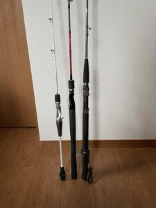 戸田港巻きこぼし釣りに持って行った釣竿の写真