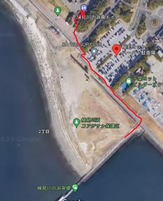 検見川浜突堤の南トイレ地図
