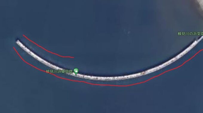 検見川浜突堤の黒鯛ポイントの地図