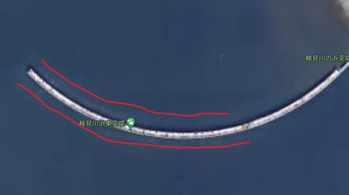 検見川浜突堤で釣れるマダコポイント地図