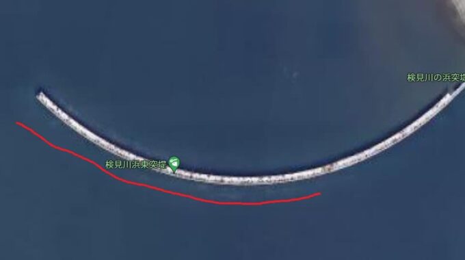 検見川浜突堤で釣れるタチウオのポイント地図