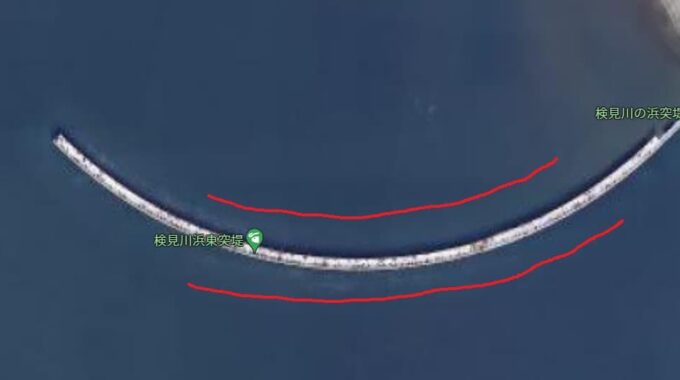 検見川浜突堤のハゼ、シロギスポイント地図