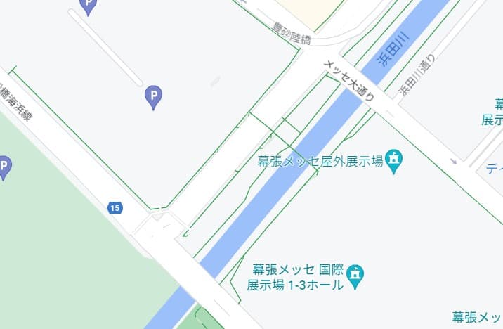 浜田川に近い駐車場の地図