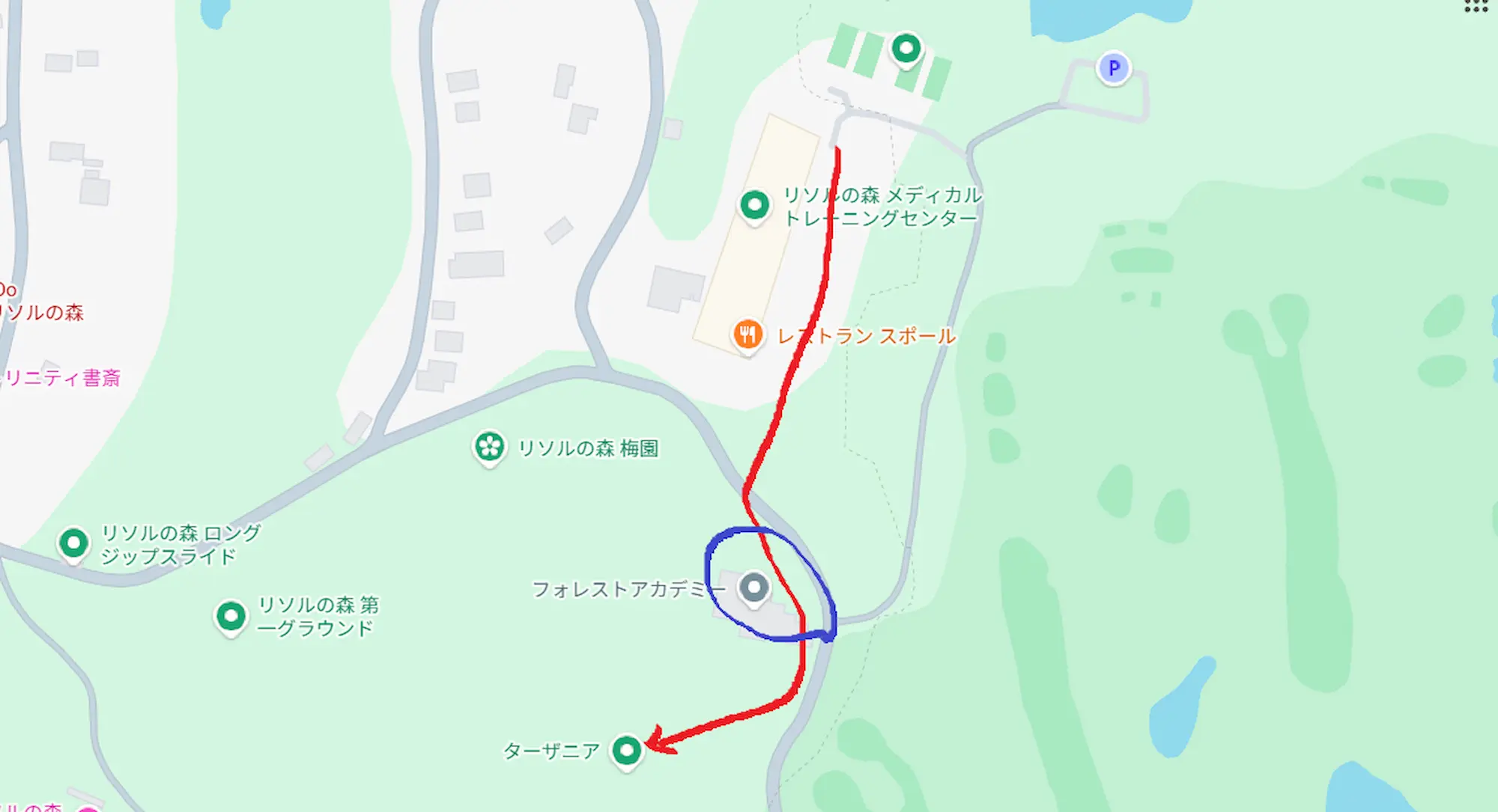 リソルの森のターザニアへの道順